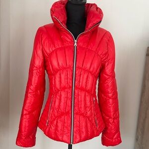 Guess Women's Vibrant Red Crimson Puffer Jacket Size M